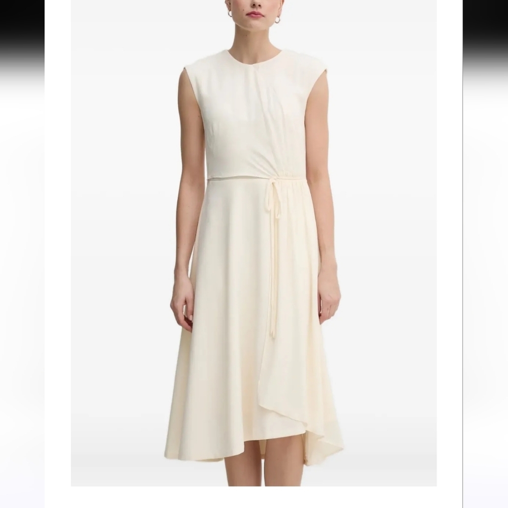 DKNY Women Cap-sleeve Cinched Sheath Dress Sz 2 Ivory Cocktail Business Casual